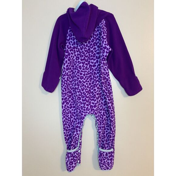 The North Face Purple Leopard Fleece One Piece Bunting 18-24 Months - Picture 2 of 4